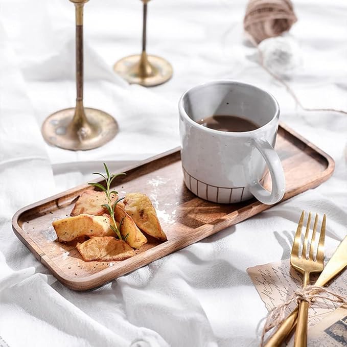 Linwnil Solid Wood Serving Platters and Trays of Natural Acacia Wood Log Charcuterie Boards,Cheese Board (6, 13.8" L x 5.5" W x 0.6" H)