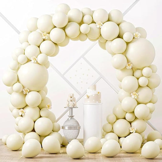 Voircoloria 90pack Ivory Balloons Different Size 18/12/10/5 Inch Ivory White Balloon Garland Arch Kit for Graduation, Wedding, Birthday, Princess Theme, Baby Shower, Anniversary Party Decorations