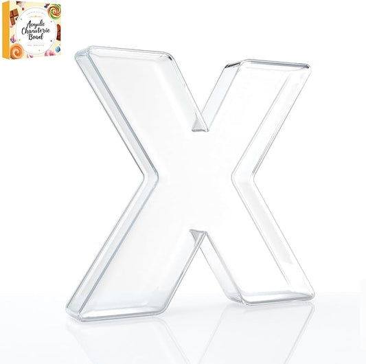 10" Acrylic Charcuterie Letters Fillable Tray, Reusable Alphabet Number Shaped Serving Plates for Charcuterie Board, Display Fruit, Candy, Cake, Party Decor, Birthday, Anniversary（X）