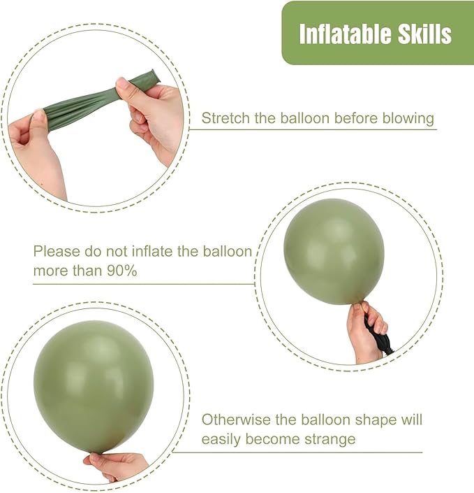 RUBFAC Sage Green Balloons 87pcs Different Sizes 18 12 10 5 Inches, Olive Green Latex Balloons Arch Kit Garland for Birthday Wedding Graduation Baby Shower Party Decoration