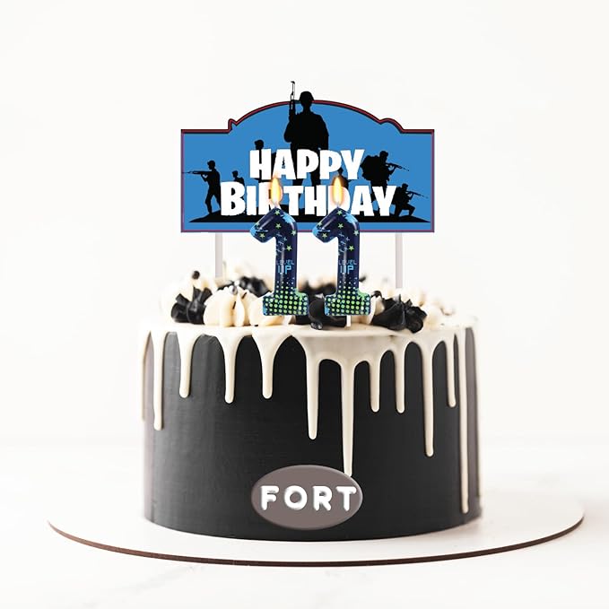 STG Birthday Candles for Boys - Number 11 Candle for Video Game Birthday Cake Topper, Fort Battle Level Up Game Themed Birthday Party Supplies (Number 11)