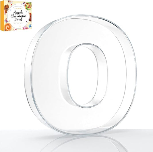 10" Acrylic Charcuterie Letters Fillable Tray, Reusable Alphabet Number Shaped Serving Plates for Charcuterie Board, Display Fruit, Candy, Cake, Party Decor, Birthday, Anniversary（O）