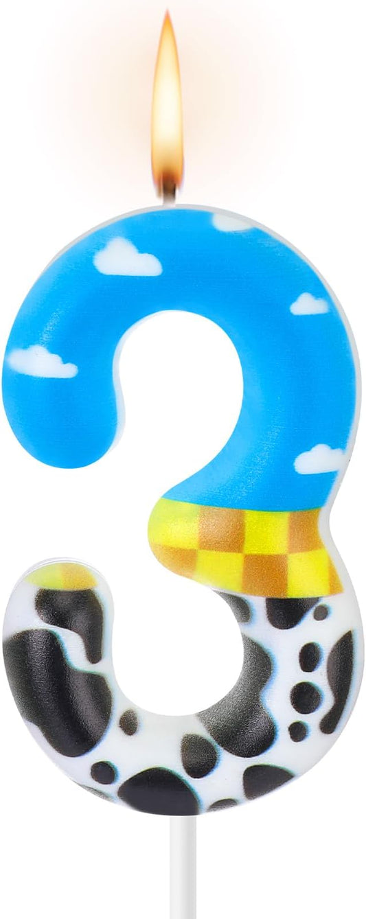 Threlaco Toy Inspire Game Birthday Number Candles Cartoon Cake Topper Cartoon Cake Decorations Birthday Decoration Supplies for Boy Girl Party Decor Supplies(Number 3)