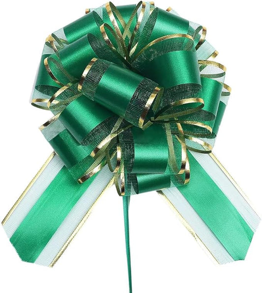 6PCS Pull Bows for Gift Wrapping,Green Gift Bow,for Gift Basket,Gift Bag Box Packaging Decoration, Christmas,Valentine's Day,Birthday,Anniversary,Wedding,Flower Shop Packaging (Green)