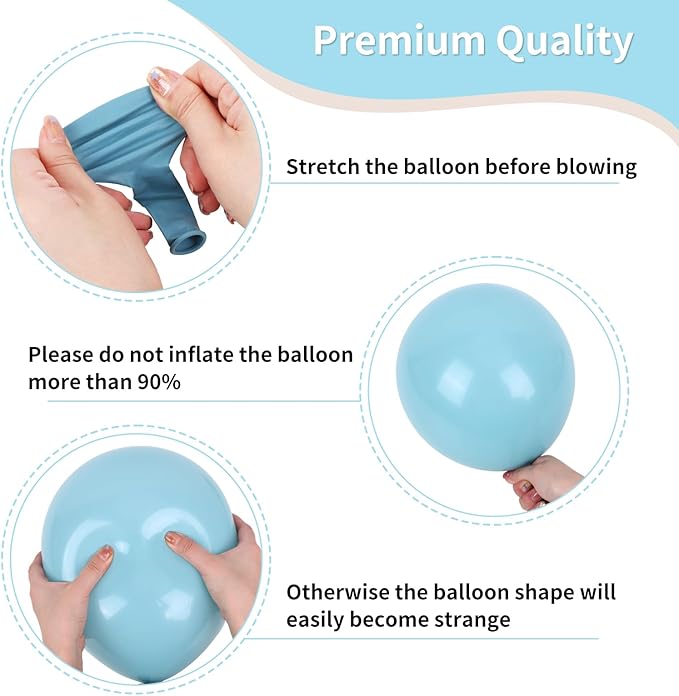 RUBFAC Dusty Blue and Gold Balloons, 65pcs 12 Inches Champagne Gold Metallic Fog Baby Blue Balloon for Baby Boy Shower Bridal Birthday Wedding Party Decorations