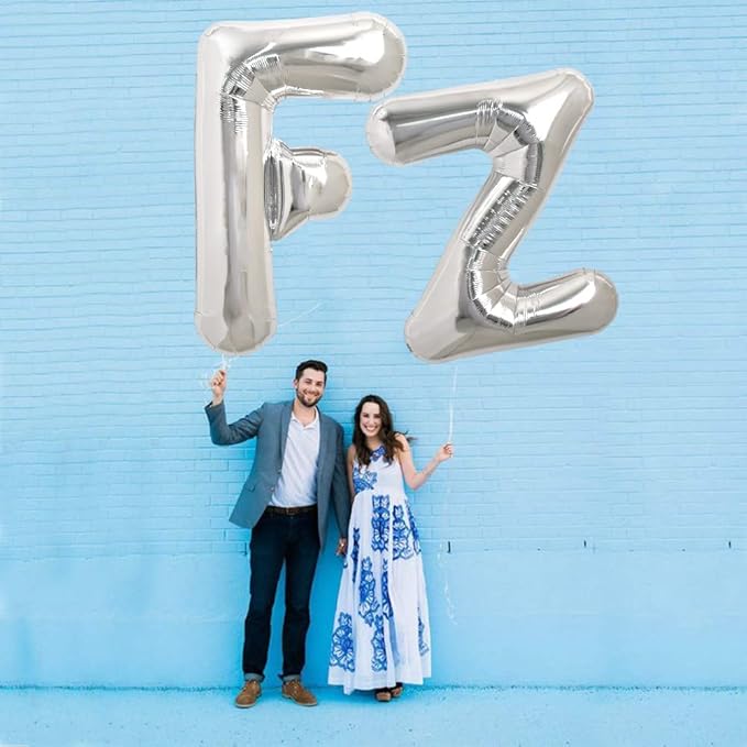 TONIFUL 40 Inch Large Silver Letter Z Helium Foil Mylar Balloon for 2026 New Year Eve Graduation Wedding Baby Shower Birthday Party Anniversary Supplies Decorations