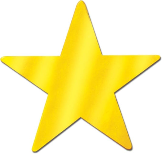 Beistle 36-Pack Foil Gold Star Cutouts, Awards Night Party Decorations for Occasions, Celebrations, & Events, Starry Theme Decor for Wall & Table, 9”