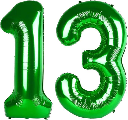 Balloons 40 Inch Number, Large Dark Green Number 13 Balloon Party Decorations for 1 3 31 Birthday Memorial Day, Foil Balloon for Outdoor & Indoor Wedding Supplies