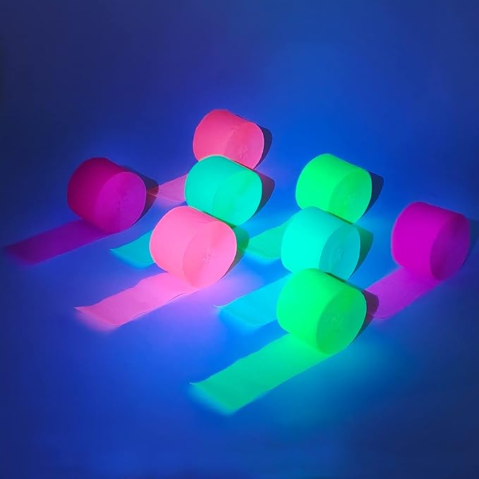 8 Rolls in 4 Colors Neon Party Streamers, 8 Pieces 82 feet Crepe Paper Streamets Stremmer Aqua Party Decorations, Party Supplies for Bachelorette Wedding Birthday Baby Shower Graduation Bridal Shower