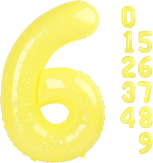 Number 6 Balloon 40 Inch, 6 7 Six Seven Birthday Decorations, 6th Birthday Balloon for Men Women, Yellow 16 60 61 65 Numbers Balloons Party Wedding Events Decorations