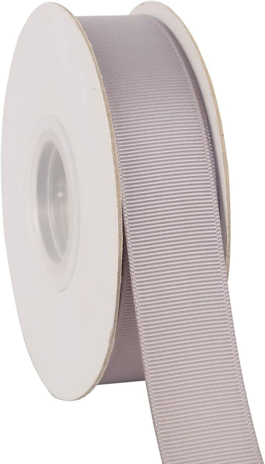Ribbonitlux 1" Wide Solid Grosgrain Ribbon 25 Yards (012-Silver）, Set for Gift Wrapping, Party Decor, Sewing Applications, Wedding and Craft