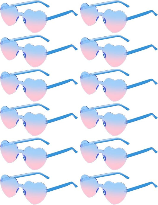 12 Pairs Heart Shaped Sunglasses for Women Colorful Glasses Fun Trendy Transparent Heart Sunglasses Party Favor