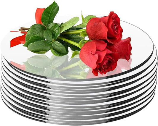 8 PCS Round Mirror Centerpieces for Decorations, 8inch Acrylic Circle Wall Mirror Tray Candle Plate Mirrors for Craft Wedding Centerpieces Decorations Party Home Wall Decor