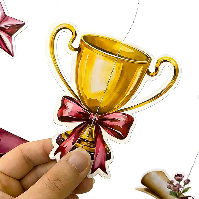 Maroon Gold Graduation Party Hanging Streamer Floral Burgundy Gold Star Grad Cap Garland Banner for Congrats Grad Class of 2026 You Did It We are So Proud of You Themed Party Decorations Supplies