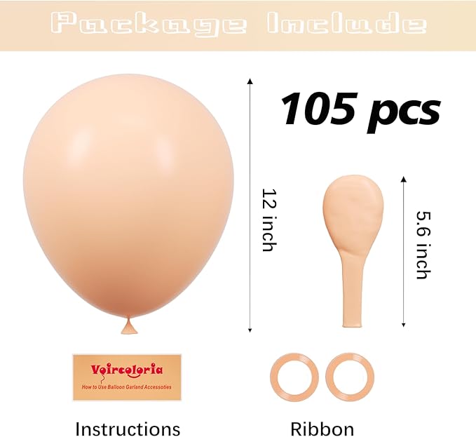 Voircoloria 105pcs Pastel Orange Balloons 12inch Party Latex Balloons for Boys Girls Birthday Baby Shower Gender Reveal Wedding Sunflower Party Decorations