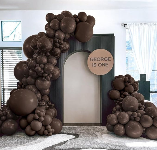 Dark Brown Balloons Double Stuffed Balloon Garland Arch Kit Different Sizes 18/12/5In For Birthday Baby Shower Boho Neutral Luau Mocha Cofede Party Decorations