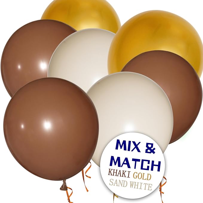 110pcs Brown Balloon 12 inch, Brown Latex Balloons for Birthday Party Baby Shower Wedding(with 2 Ribbons).