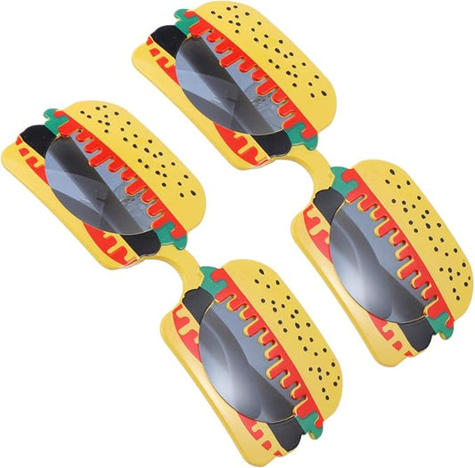 Ciieeo Hamburger Sunglasses Party Photo Props Fun Yellow Burger-Shaped Sunglasses for Birthday Ball Masquerade Dance