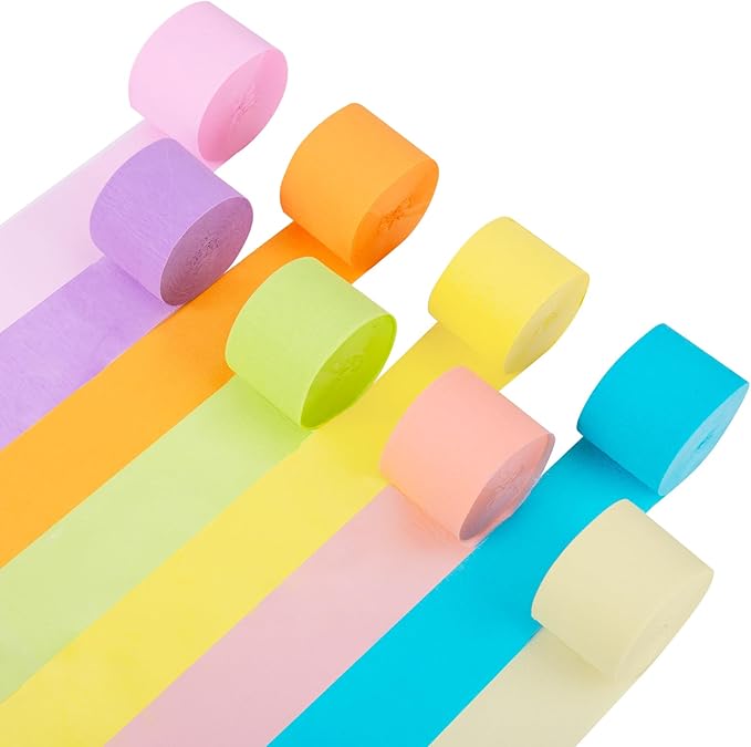 Crepe Paper Streamers, 8 Rolls Pastel Party Streamer for Spring Tea Party Decorations, Easter Wedding Bridal Baby Shower Decorations