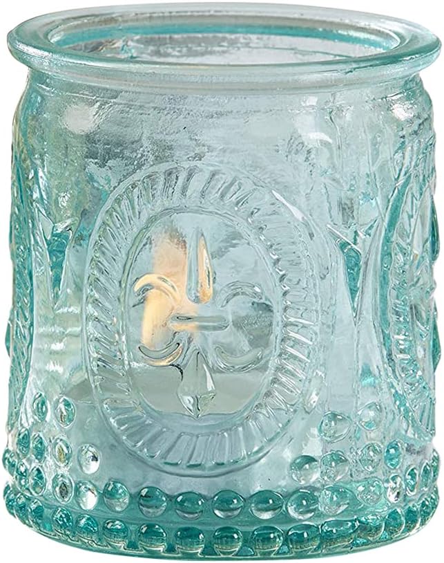 Kate Aspen Tea Light Holder - 24PCS - Vintage Glass Tealight Candle Holders, Perfect Wedding Favor, Bachelorette Favor or Bridal Shower Favor - Blue