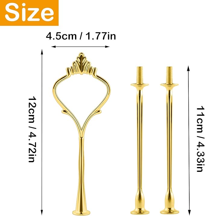 6 Set Tiered Tray Hardware for Cake Stand Mold Crown 3 Tier Cake Stand Fittings Hardware Holder for Wedding and Party Making Resin Cupcake Dessert Platter Serving Stand (Gold, M)