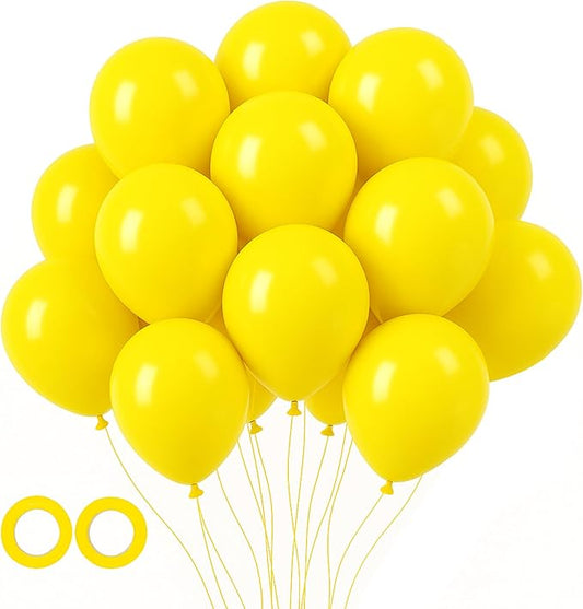 Voircoloria 105pcs Lemon Yellow Balloons 12inch Party Latex Balloons for Boys Girls Birthday Baby Shower Gender Reveal Wedding Sunflower Party Decorations