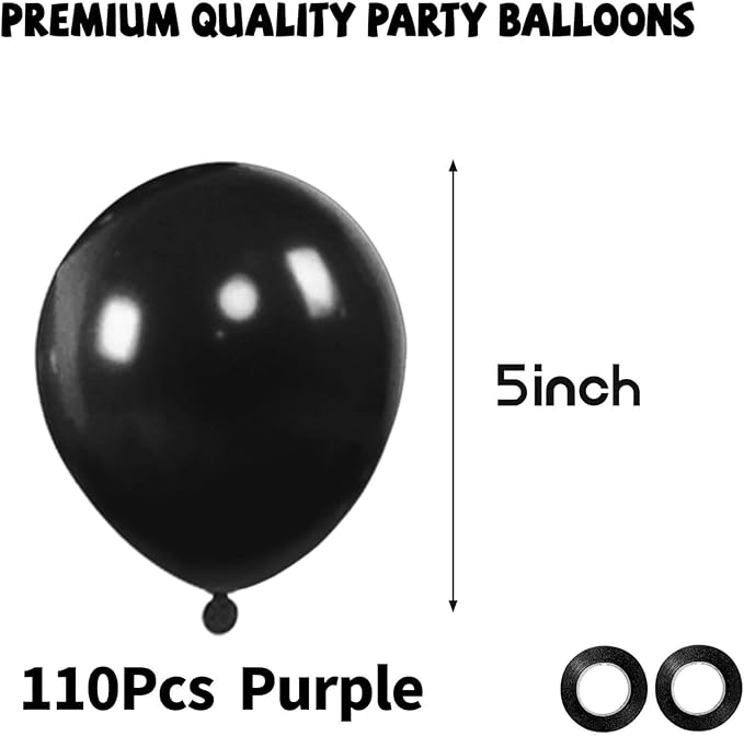 Black Balloons 110Pcs, 5 Inch Small Black Latex Party Balloons, Mini Thick Black Birthday Balloons for Wedding Baby Shower Decorations.