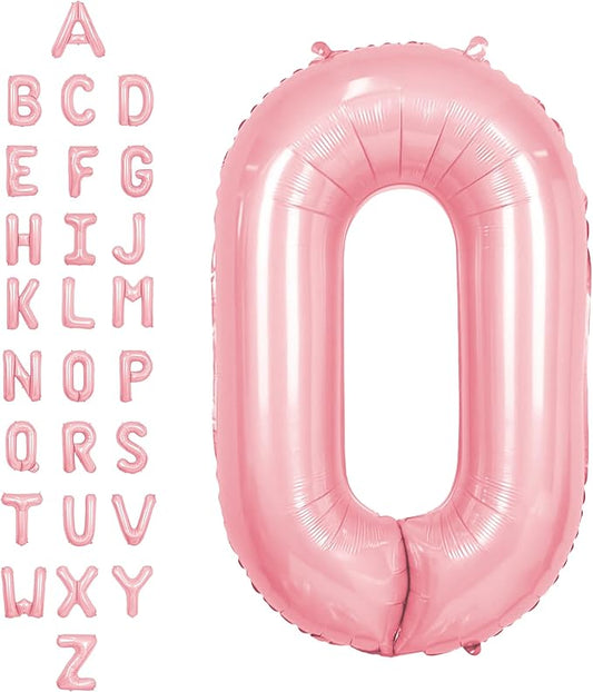 SUWEN 40 Inch Pink Large O Letter Balloons Big Foil Helium Letter Balloons A-Z Jumbo Mylar Happy Birthday Party Decorations for Girl Anniversary Party Supplies