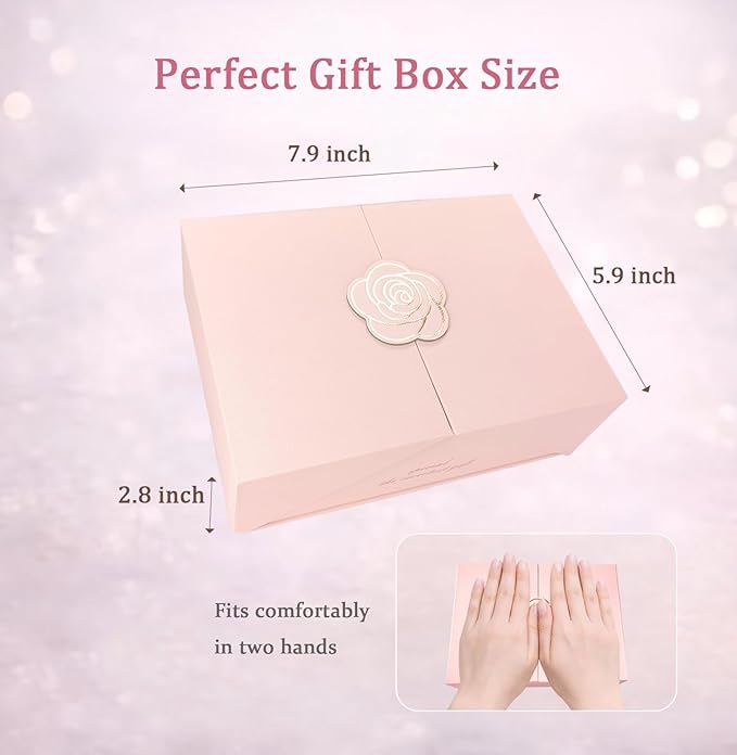 Elegant Small Pink Gift Box for Women with Lid & Accessories - Reusable Magnetic Closure Gift Presentation Set, Romantic and Beautiful Ready-to-Gift Box