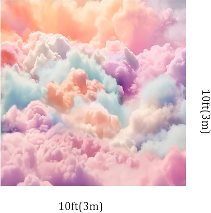Kate 10x10ft Colorful Cloud Sky Fairytale Fantasy Photography Backdrops Dreamlike Happy Birthday Party Baby Shower Photo Background Video