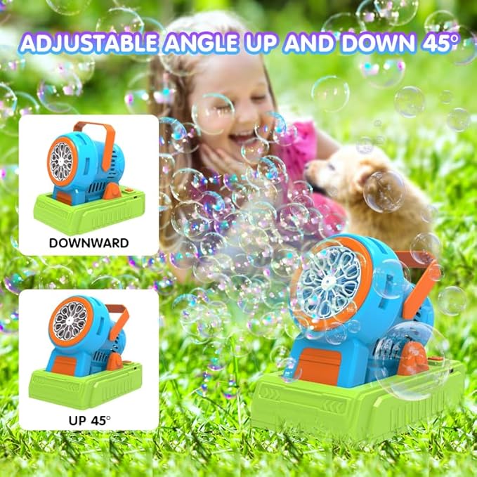 Automatic Bubble Machine with Bubble Solution 4 AA Batteries USB Cable Outdoor Party Wedding Christmas Halloween Birthday Gift 3 4 5 6 7 8 Age Bubble Machine Toys