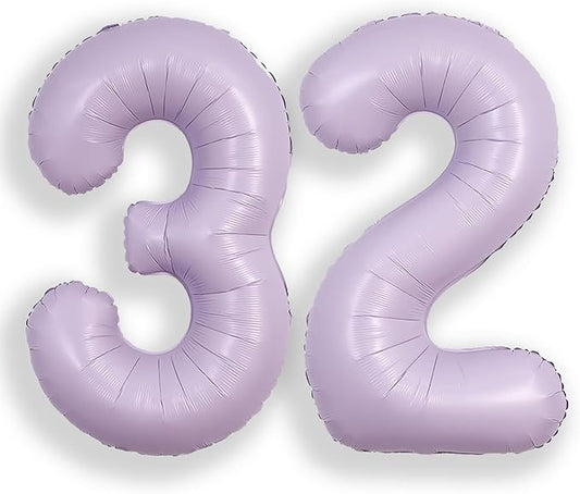 SUWEN 40 Inch Light Purple Large 32 Balloon Number Big Foil Helium Lavender Number Balloons Huge Mylar 0-9 Giant Jumbo Happy 32th Birthday Party Anniversary Decorations