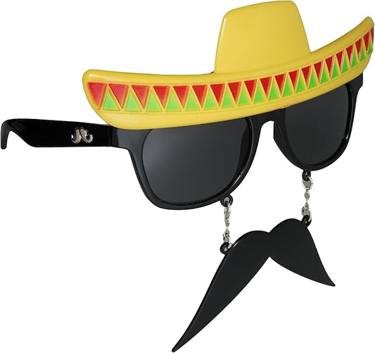 Sun-Staches Fiesta Fun Sombrero Sunglasses | Photo Booth | Party Attire or Party Favor | One Size Fits Most