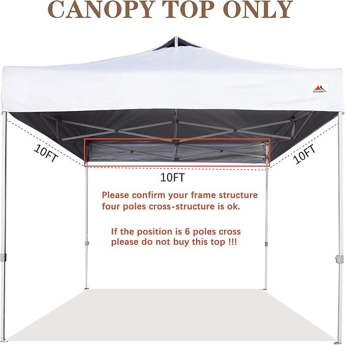 SCOCANOPY Commercial 10x10 Pop Up Canopy Replacement Cover Top with Air Vent,Canopy Cover ONLY, (Light Grey)