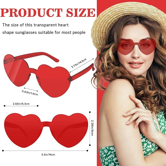 14 Pack Heart Sunglasses, Heart Shaped Sunglasses, Heart Glasses Bulk for Women, Rainbow Sunglasses for Valentine
