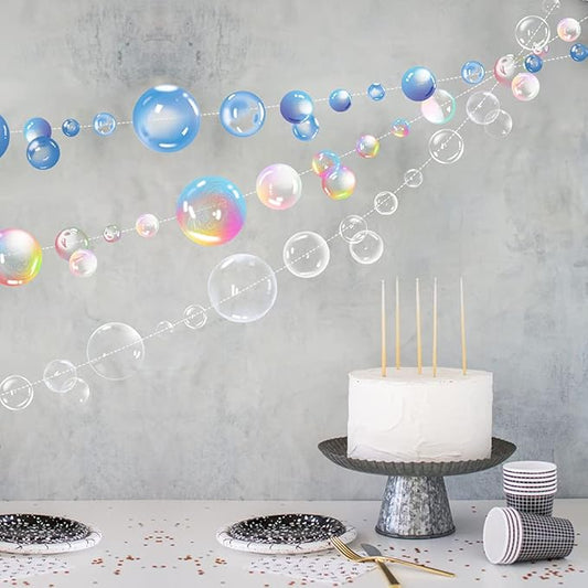 Transparent Bubble Garlands Mermaid Party Decoration Colored Blue Flat Cutouts Hanging Streamer for Birthday Baptism Wedding Ocean Wall Decal Baby Shower Under Sea Festal Kid Room Photo Props (Mix)