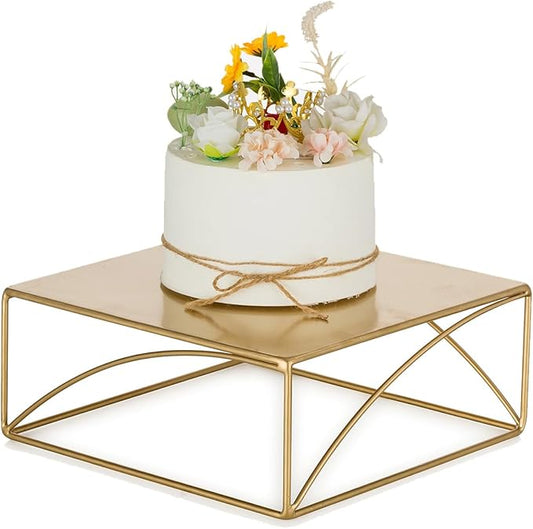 NUPTIO Cake Stand Dessert Display: Metal Cupcake Holder 10 Inch Pedestal Stands Gold Food Risers for Wedding Party Christmas Birthday Event Kitchen Table Baby Shower Square Buffet Vase Plant Stand