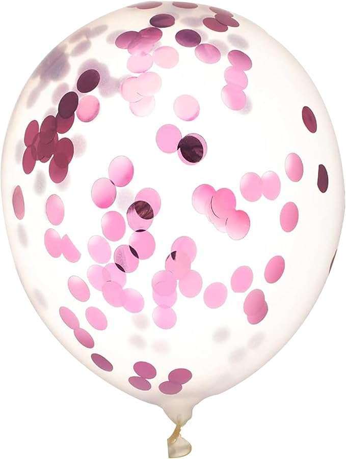 KIRIKOU Pack of 24 Pieces Confetti Balloons 12 Inch Latex Party Balloons for Party Decorations, Wedding, Engagement, Bridal, Birthday and Shower (Pink)