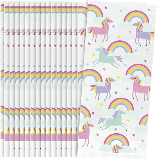Unique Magical Rainbow & Unicorn Cellophane Gift Bags - Pack of 20 - Perfect for Parties, Treats & Gift Giving