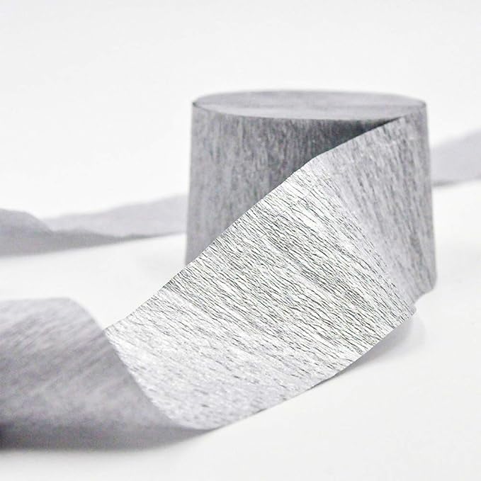 8 Rolls Silver Crepe Paper Streamers, Wedding Birthday Baby Shower Christmas New Year Party Decoration, Graduation, 4th of July, Rainbow DIY Supplies, Living Room Bedroom Decor