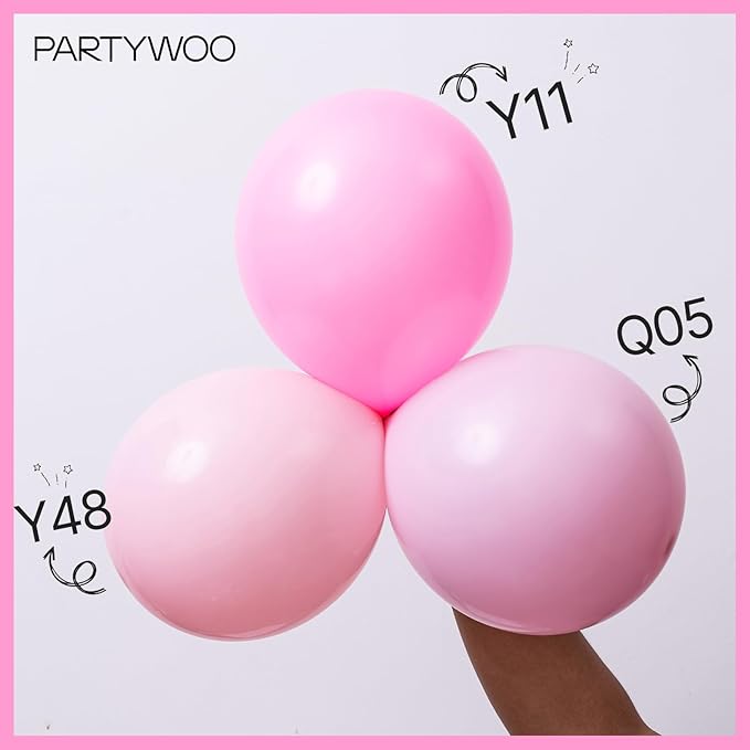 PartyWoo Pink White and Silver Balloons 66pcs 12 Inch Baby Pink Pearl White Silver Confetti Balloons for Graduation Baby Shower Birthday Gender Reveal Anniversary Bachelorette Party Decorations