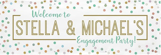 Let's Make Memories Personalized Banner - Party Decorations - Wedding, Anniversary, Engagement - Customized Banner - Celebration - Any Text - Indoor/Outdoor Vinyl - Pastel - 8 ft
