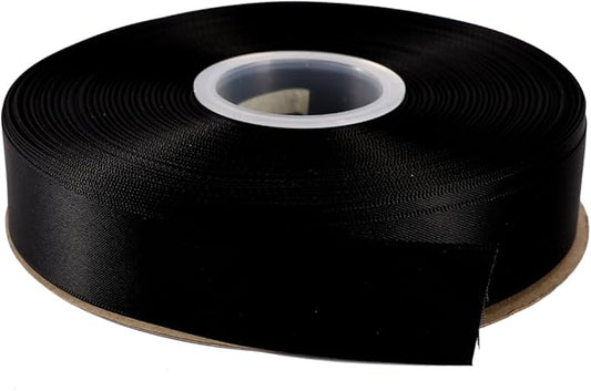 1" Inch Double Faced Satin Ribbon 50 Yards-Roll Set for Gift Wrapping Scrap Books Party Favor Hair Braids Baby Shower Decoration Floral Arrangement Craft Supplies, Black Ribbon