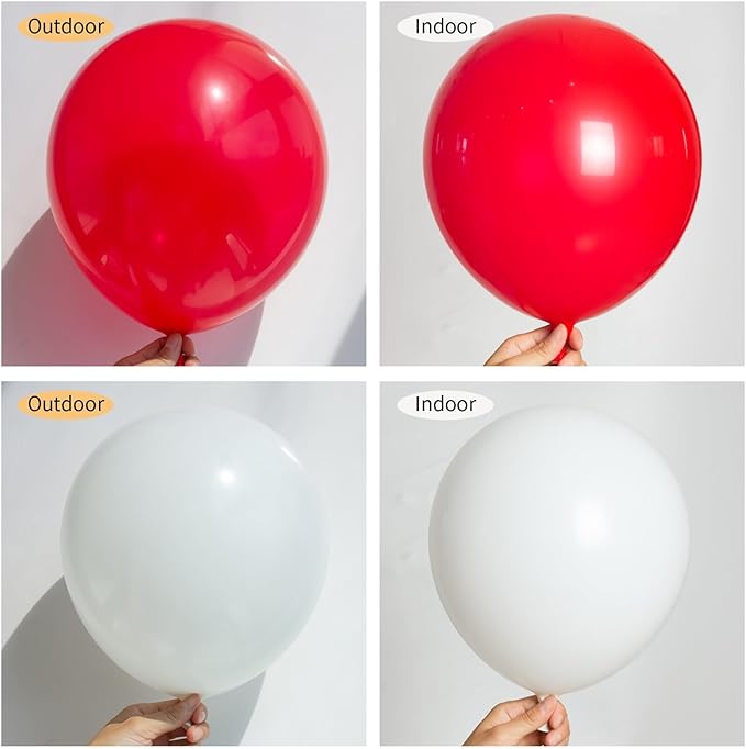 130pcs Red and White Balloons Garland Arch Kit, 18 12 10 5 Inch Different Sizes Pack Red White Latex Balloon for Wedding Baby Shower Birthday Christmas Party Garland Decoration