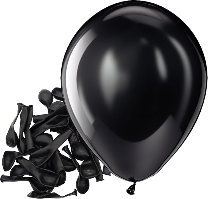 Bezente Black Balloons Latex Party Balloons - 150 Pack 5 inch Matte Black Helium Balloons for Black Themed Birthday Graduation Bridal Shower Halloween Party Decorations