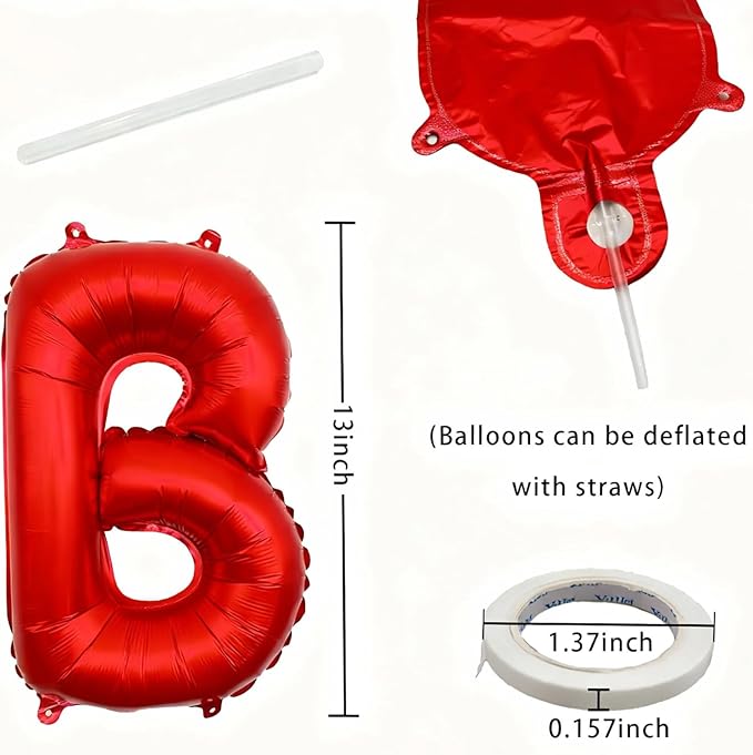 Red Happy Birthday Balloon Banner -16 Inch Mylar Foil Letters Balloons, Reusable Birthday Decorations and Party Supplies, Suitable for Men and Women's Birthday Decorations，Party Backdrop