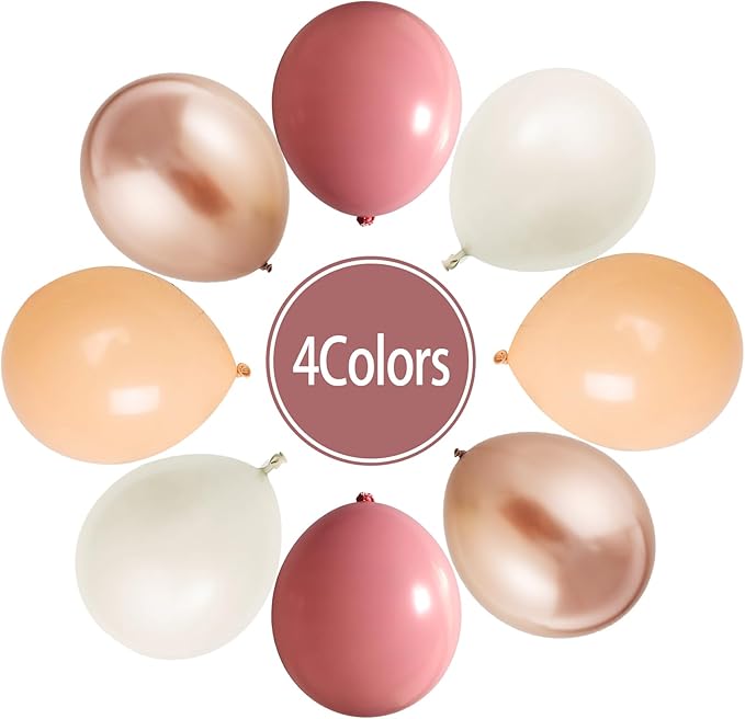 Paready Dusty Pink Latex Balloons, 60 Pcs 12 Inch Nude and Dusty Pink Balloon, Nude and Sand White Champagne Gold Balloons for Birthday Baby Shower Anniversary Wedding Bridal Shower Party Decoration