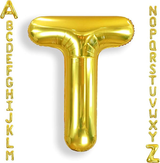 AULE 40 Inch Big Letter Balloon Gold T Large Foil Helium Alphabet Balloons A-Z for Birthday Anniversary Graduation New Year Party Decoration Supplies