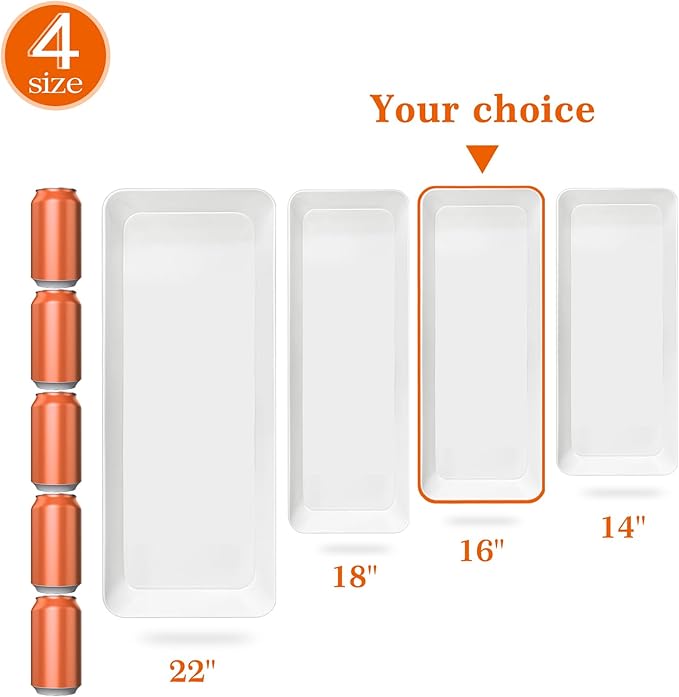 Serving Tray Platter Rectangle, 3 Pcs Long Narrow Food Tray for Veggie Fruit Snack Dessert, Plastic White Food Trays for Party Supplies Display, Rectangular Platters for Serving Food, BPA Free