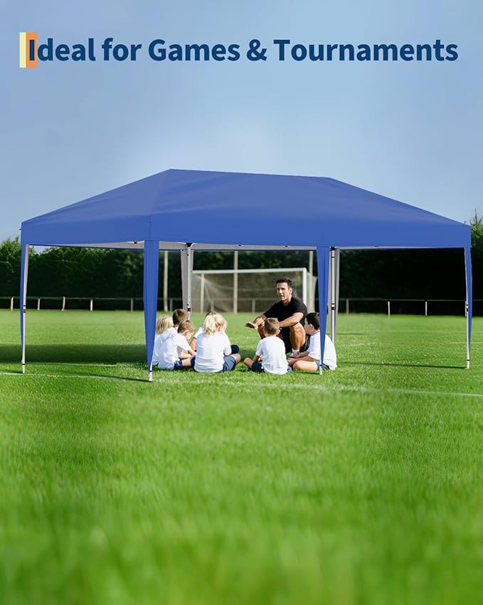 10x20FT Instant Pop Up Canopy Tent with 6 Side Walls, Heavy Duty Canopy Set, Waterproof and UV Protected Tailgate Tent for Outdoor Events (Blue)